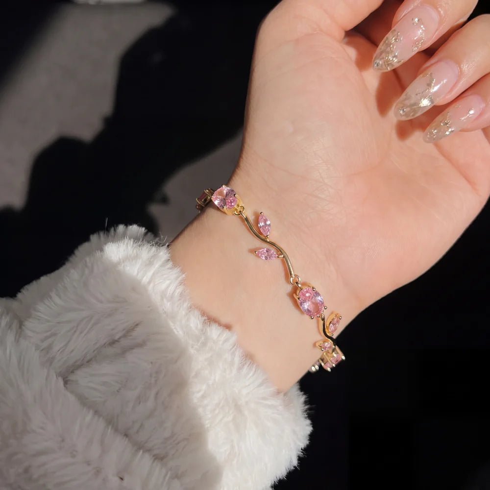 Gold Plated Crystal Stones Tulip Bracelet for Girls/Women - Zenrovia