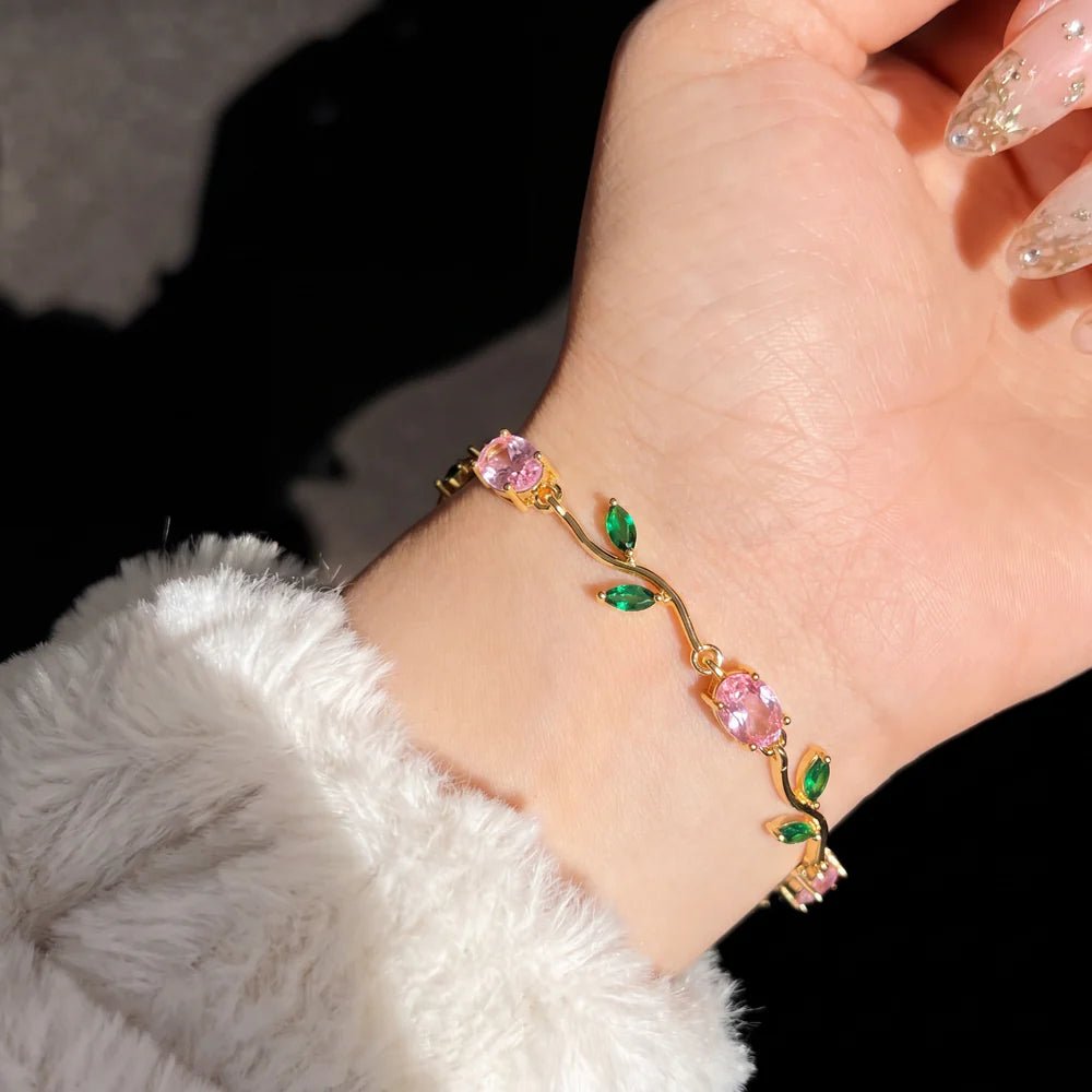 Gold Plated Crystal Stones Tulip Bracelet for Girls/Women - Zenrovia