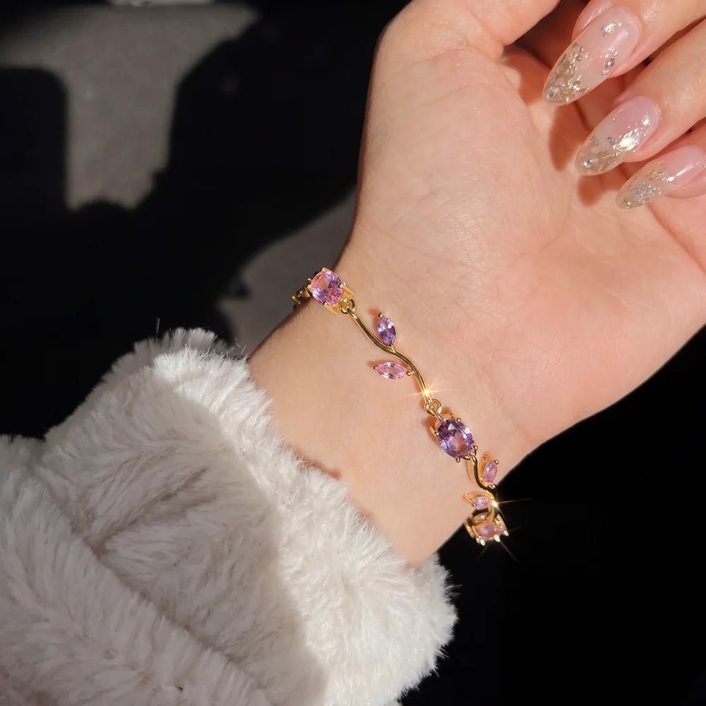 Gold Plated Crystal Stones Tulip Bracelet for Girls/Women - Zenrovia