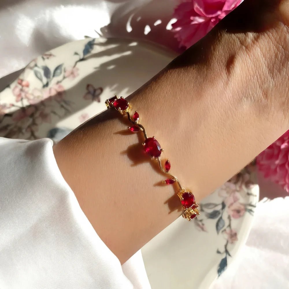 Gold Plated Crystal Stones Tulip Bracelet for Girls/Women - Zenrovia
